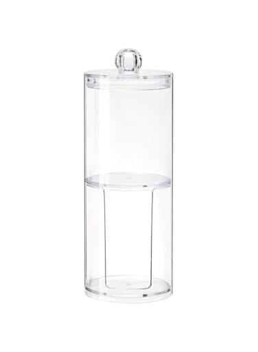 OFRANK Cotton Pad Holder Organizer Box, Cotton Swab Storage Case, Bathroom Canister Jar, Cotton Balls Dispenser with Lid, Cotton Rounds Clear Acrylic Cosmetic Organizer Cotton Ball Container Holder