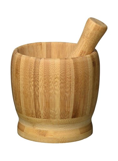 Handmade Bamboo Mortar And Pestle Brown