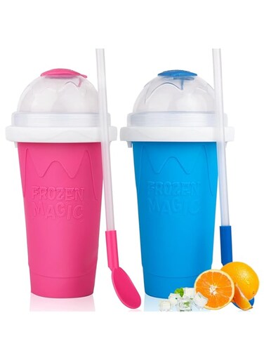 AWH Slushy cup 2Pcs Slushie MakerCup,Frozen Magic Slushy Cup - Create Delicious Slushies Anywhere with This Fun and Cool Slushie Maker Cup! Includes Lids and Straws Perfect for TikTok Trends and Cool