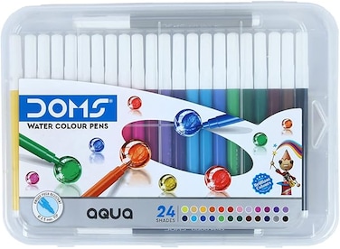 Doms Aqua Non-Toxic Watercolour Sketch Pen Set with Plastic Case (24 Assorted Shades x 2 Set)