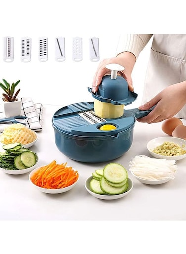 12 in 1 Leachable Vegetable Chopper with 7 Blades, Multifunctional Food Adjustable Thickness, Kitchen Mandolines Slicer Dicer Cutter for Ginger, Potatoes, Carrots, etc