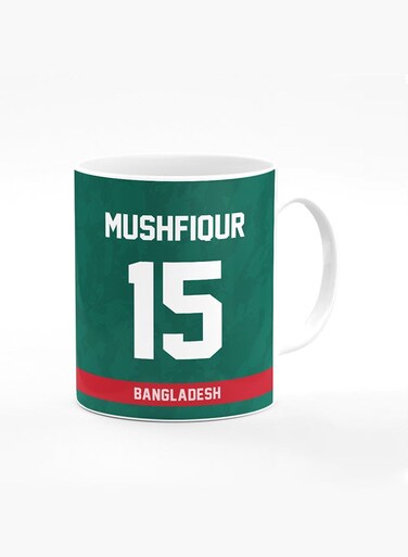 Designer Printed Coffee Mug with Heavy Duty Handle 11oz Ceramic Personalised Gift Mugs Cup [Microwave Safe &amp; Dishwasher Proof ] - Cricket Player - Mushfiqur Rahim, Jersey Number - 15