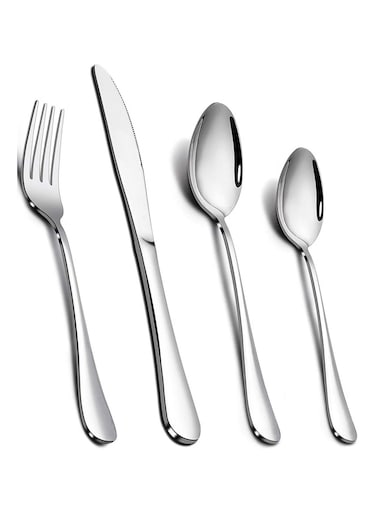 24-Piece Stainless Steel Cutlery Set Kitchen Utensil Set, Tableware Complete Set for Daily Use Suitable for Home Kitchen Picnic Dining Restaurant and Perfect for Holiday Occasion - Spoon, Fork, Knife and Teaspoon