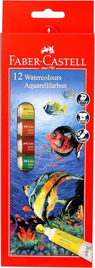 Faber-Castell WATER COLOUR TUBE 12X9ML IN ACARDBOARD PACK, ASSORTED, 370531