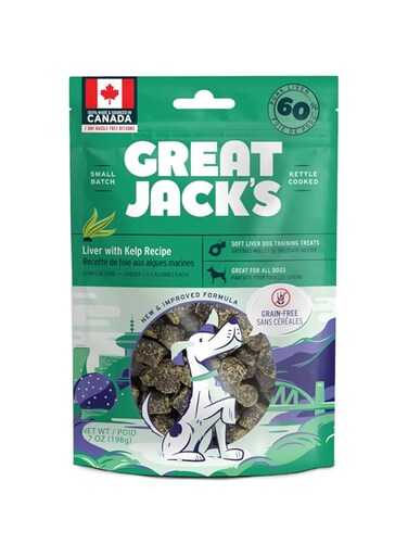 Great Jack's Kettled Cooked Dog Training Treats Liver with Kelp Recipe 7oz