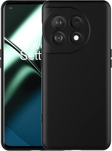 Silicone Case for OnePlus 11, Rubber TPU Slim Shockproof Protective Cover, Black