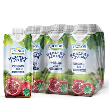Lacnor Healthy Living No Added Sugar Pomegranate Juice, 250ml Pack of 6