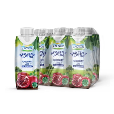 Lacnor Healthy Living No Added Sugar Pomegranate Juice, 250ml Pack of 6