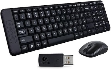 Logitech Mk220 920-004430 Wireless USB Keyboard and Mouse Kit, 10 m Range, Black