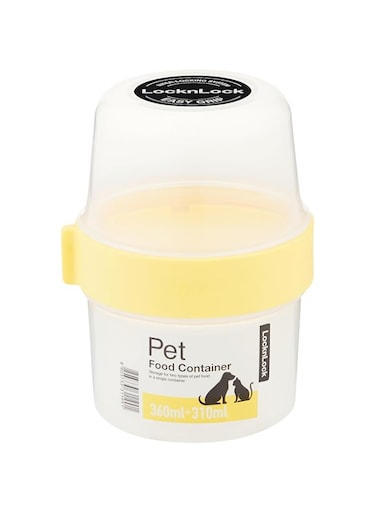 LocknLock Pet Double Wet Food and Treat Container, 360 + 310 ml Capacity, White