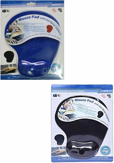 Gel Mousepad With In-build Wrist Rest Pad, Black/Blue