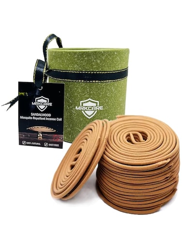 MrkCare Sandalwood Mosquito Repellent Incense Coils, Made with Sandalwood and 100% Natural Ingredients, Pure Sandalwood Fragrance, Chemical-Free Mosquito Repelling for Indoors and Outdoors - 48 Coils