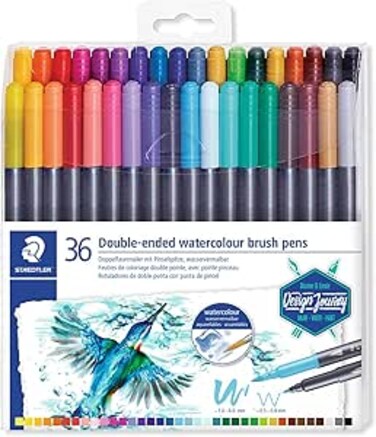 Staedtler 3001 Tb36 Double Ended Watercolour Brush Pens, Assorted Colour, Pack Of 36
