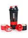 VECH Shaker Bottle,16oz Shaker Cup,Protein Shaker Bottle with Storage &amp; Shaker Ball,GYM Shaker Bottles for Protein Shakes,Sports Shake Mixer Bottle,100% Leak Proof,BPA Free,3 Layer (Red)