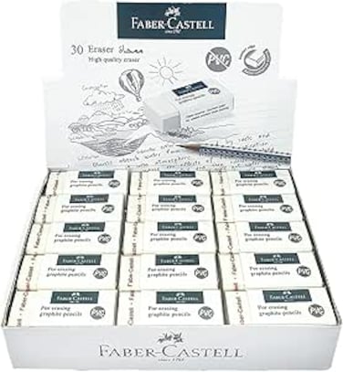 FABER-CASTELL PVC-FREE ERASER MEDIUM BOX OF 30PC