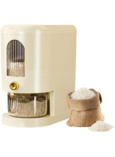 Rice Dispenser,Rice Storage Containers with Measuring Cup&iuml;&frac14;&OElig;Cereal Storage Box with Time Recorder and Transparent Window&iuml;&frac14;&OElig;Waterproof and Moisture-proof&iuml;&frac14;&OElig;Suitable for Rice, Grains and Beans