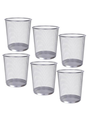 Mesh Wastebasket Trash Can &acirc;&euro;&ldquo; Silver &amp; Black Steel Round Bin for Office, Home, Bathroom, Bedroom &acirc;&euro;&ldquo; Lightweight, Durable, Open Top Garbage Can &acirc;&euro;&ldquo; Small/Medium/Large Sizes (6, Silver - L)