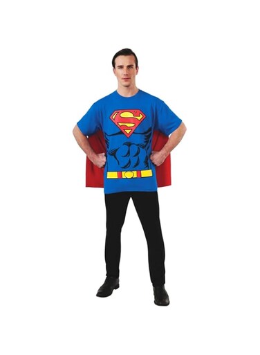 Rubie's DC Comics Superman Costume T-Shirt With Cape, Blue, M