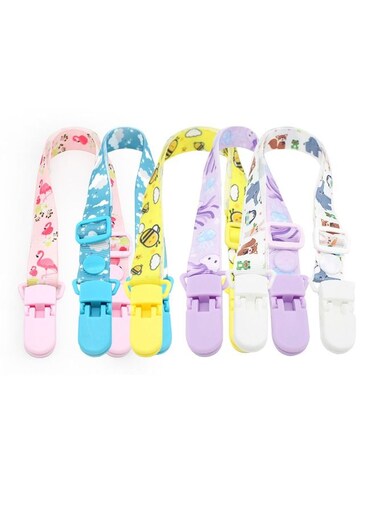 Napkin Holder, Neck Adjustable Double Head Saliva Towel Clip, Baby Saliva Towel Clip, Cartoon Neck Eating Spillproof Napkin Clip for Adult Kids (Pink/Blue/Yellow/Purple/White)