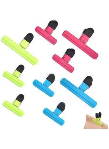 ORiTi 9 Pack Large Chip Clips Assorted Sizes Air Tight Food Clips Bag Sealing Clips with Good Grips Plastic Heavy Duty Seal Grips for Coffee Potato and Food Bags