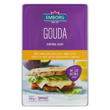 Emborg Gouda Sliced Cheese, 150g