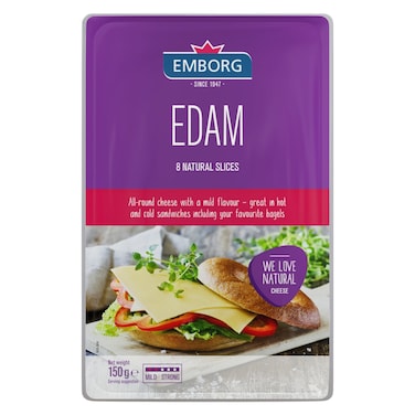 Emborg Edam Sliced Cheese, 150g