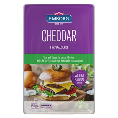 Emborg Cheddar Sliced Cheese, 150g