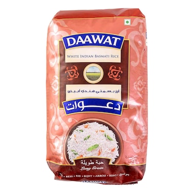 Daawat Extra Long Grain White Indian Basmati Rice, 2kg