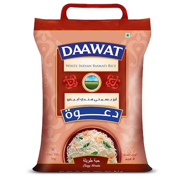 Daawat Extra Long Grain White Indian Basmati Rice, 5kg