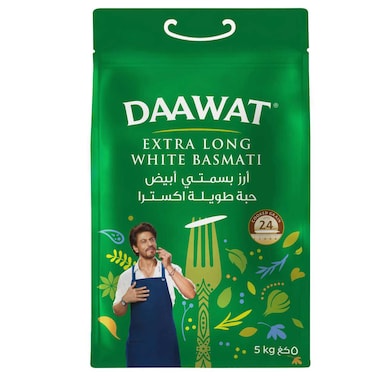Daawat Extra Long Grain White Indian Basmati Rice, 5kg