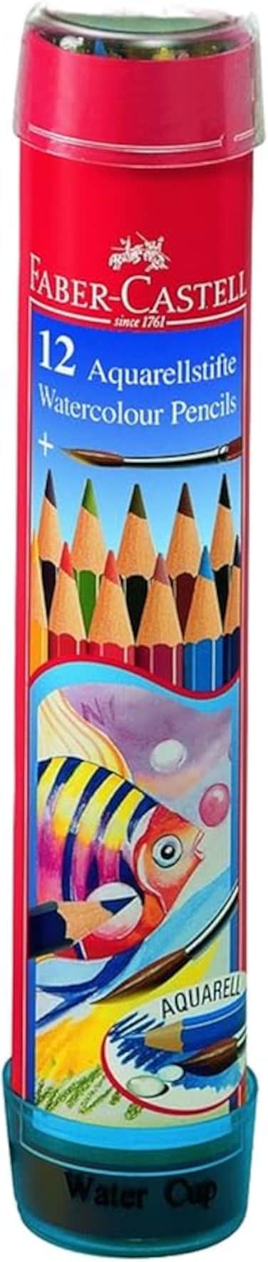 Faber-Castell Fish Design Water Colour Pencils 12 In A Round Metal Tin