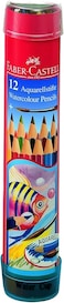 Faber-Castell Fish Design Water Colour Pencils 12 In A Round Metal Tin