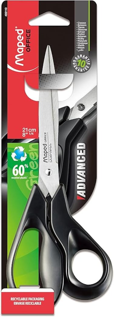 Maped Eco Friendly Recycled Scissors, Adult, 8.25 Inch, Right Handed 499110, Multicolor, 21 CM