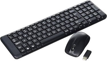 Logitech MK220 Compact Wireless Keyboard and Mouse Combo for Windows, 2.4 GHz Wireless with Unifying USB-Receiver, Wireless Mouse, 24 Month Battery Life, PC/Laptop, QWERTY UK English Layout - Black