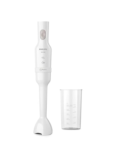 Philips ProMix Hand Blender 3000 Series, 400 W Motor, Beaker Included, Compact, White, Plastic, HR2520/01, 2 Years Warranty UAE Version