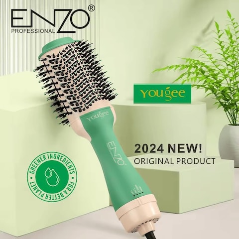 PrecisionWare Enzo EN-6212 Professional One-Step Hair Dryer And Styler, 2-in-1 Volumizing Hot Air Brush With Ionic Technology, Ceramic Coating, Adjustable Heat Settings, Ergonomic Design, Intl Version