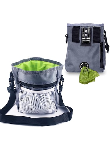 PawPawU&reg; Dog Treat Training Pouch, Dog Food Bag with Waist Shoulder Strap for Treats, Pet Toys, Kibble, Built in Poop Bag Dispenser, 3 Ways to Wear