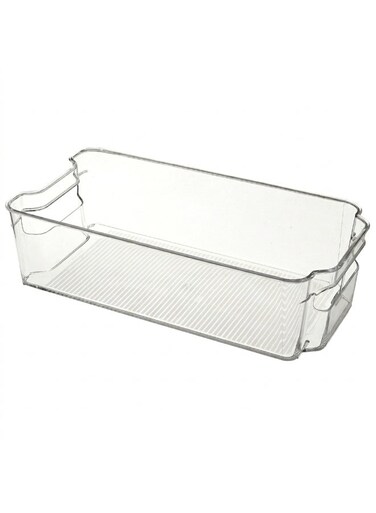 Refrigerator Organizer Bins, Small, L 32 x B 15.5 x H 9 cm   BPA-Free Clear Fridge Storage Containers with Handles   Stackable Kitchen Storage Baskets for Pantry, Freezer &amp; Cabinet Organization