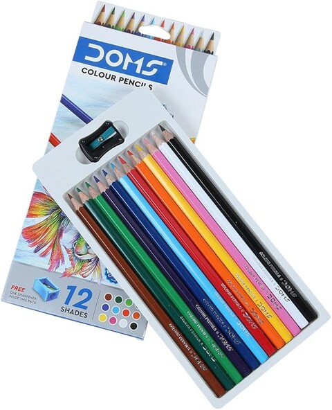 DOMS Non-Toxic Colour Pencil Set in Cardboard Box (12 Assorted Shades x 4 Set), Multicolor (DM3445P4)