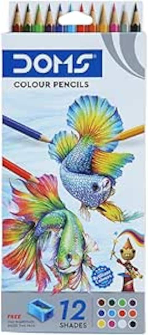 DOMS Non-Toxic Colour Pencil Set in Cardboard Box (12 Assorted Shades x 4 Set), Multicolor (DM3445P4)