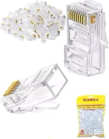 Kuwes 100-PACK RJ45 Connectors UTP CAT5E Ends Network Plug for Stranded Cable Solid