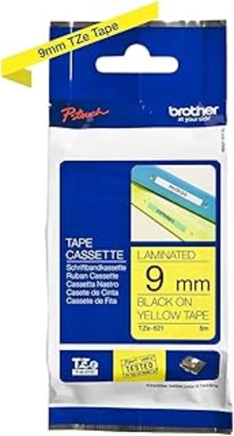 TZE-621 Black On Yellow Label Tape Grey