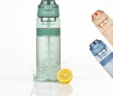 Quench Hydration Bottle (850ML, Green) - Motivational Water Bottle with Sipper, One-Handed Operation, Hydration Tracker &amp; Flip Top Lid