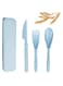 Reusable Wheat Straw Cutlery Spoon Knife Fork Tableware set Travel Utensils Set with Case Eco Friendly BPA Free Cutlery for Kids and Adults as Travel Picnic Camping Utensils ( Blue )