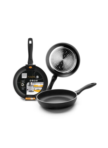 Fusion Induction Ready Frying Pan, Aluminum Non Stick Skillet with Soft Touch Bakelite Handle, PFOA Free Double Layer Coating, Even Heat Distribution, Compatible with Gas Electric Ceramic and Cooktops