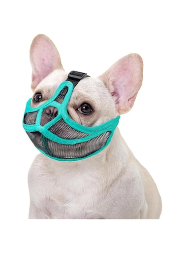 Tazweeq Short Nose Dog Mouth, Anti-Barking &amp; Biting Anti-Malpractice Mouth Cover, No Forehead Bulldog Mouth, Adjustable Breathable Mesh Cover, Prevents Biting Chewing Barking (L)