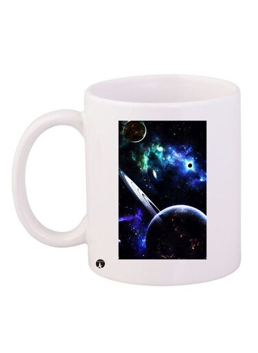 Solar System Printed Coffee Mug White/Blue/Green 11ounce