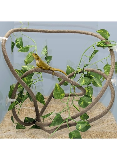 Coolrunner 8FT Reptile Vines and Flexible Reptile Leaves with Suction Cups Jungle Climber Long Vines Habitat Decor for Climbing, Chameleon, Lizards, Gecko
