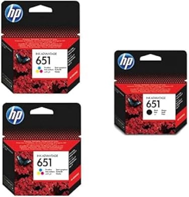 HP C2P10AE 651 Black Ink Cartridge and HP C2P11AE 651 Tri Color Ink Cartridges, 2 Pieces