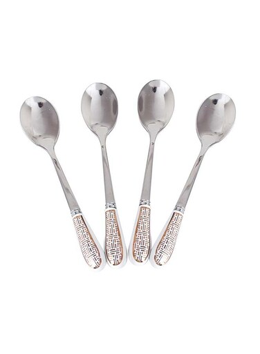 4-Piece Coffee And Tea Spoon With Handle Silver 13.2x2.3x1cm